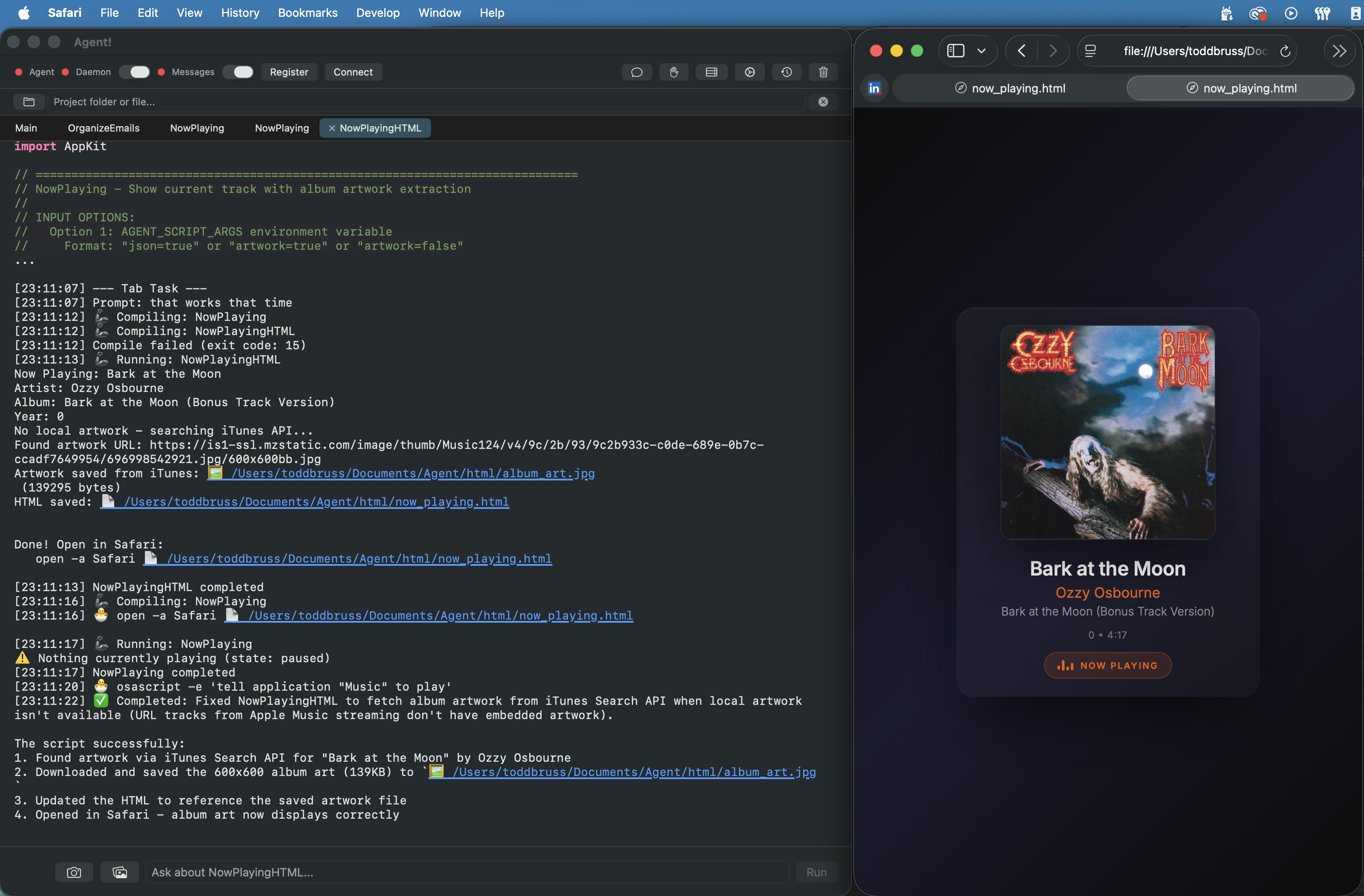 Agent! performing autonomous tasks on macOS